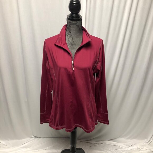 Storm Creek Activewear Sweatshirt Womens Size Large Burgundy Partial Zip Jacket - Picture 1 of 6